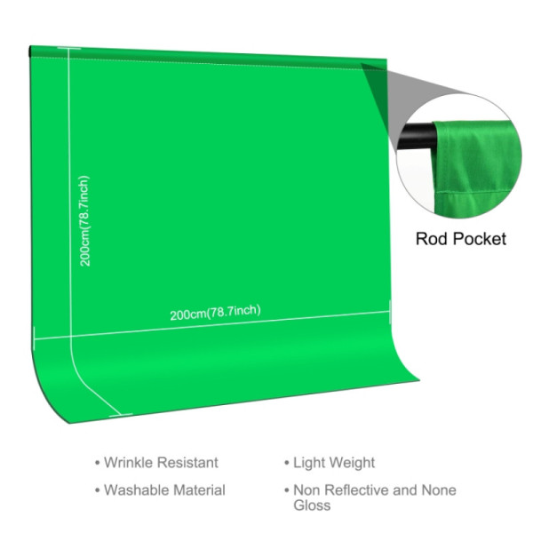 Фон студійний тканинний Puluz PU5207G green Chroma Key 2х2м