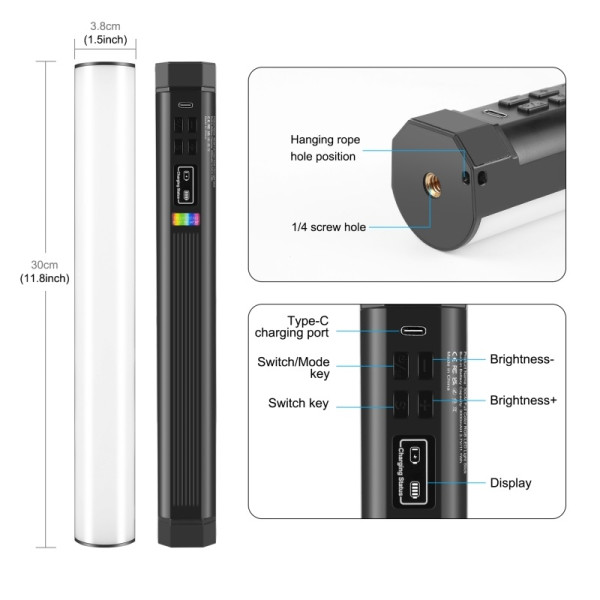 Постоянный свет трубка магнит Puluz PU4139 RGB Tube Light