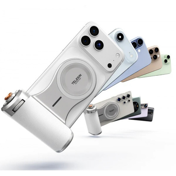 Держатель с беспроводной зарядкой для iPhone ручка для съемки Magnetic Pro Telesin P5-MP-003WH