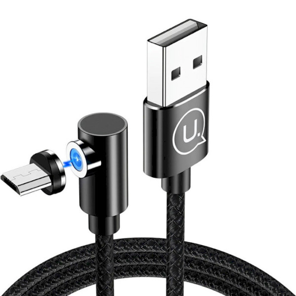 Кабель Usams US-SJ446 U54 мікро-USB з прямим кутом магнісний зарядний кабель 1 м чорний