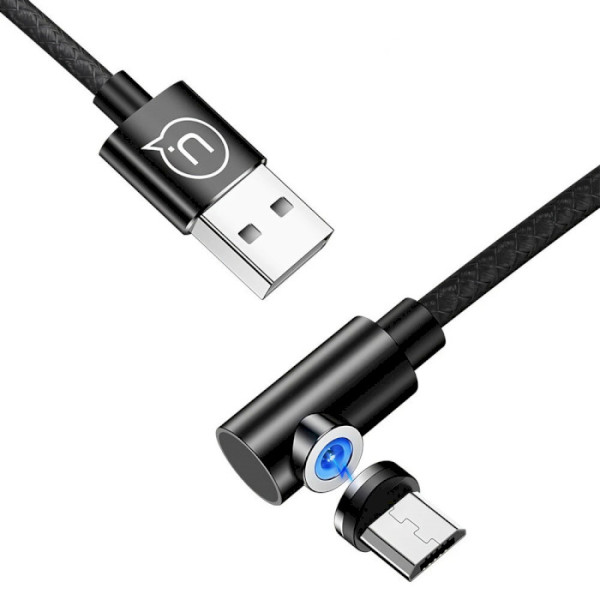 Кабель Usams US-SJ446 U54 мікро-USB з прямим кутом магнісний зарядний кабель 1 м чорний