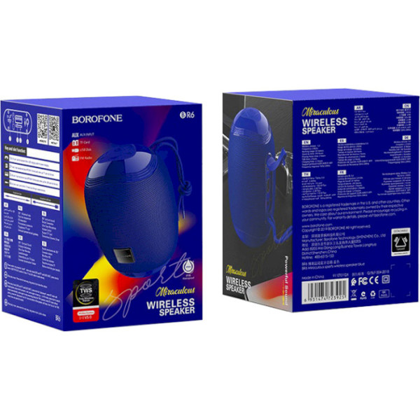 Портативная колонка BOROFONE BR6 Miraculous sports wireless speaker Blue