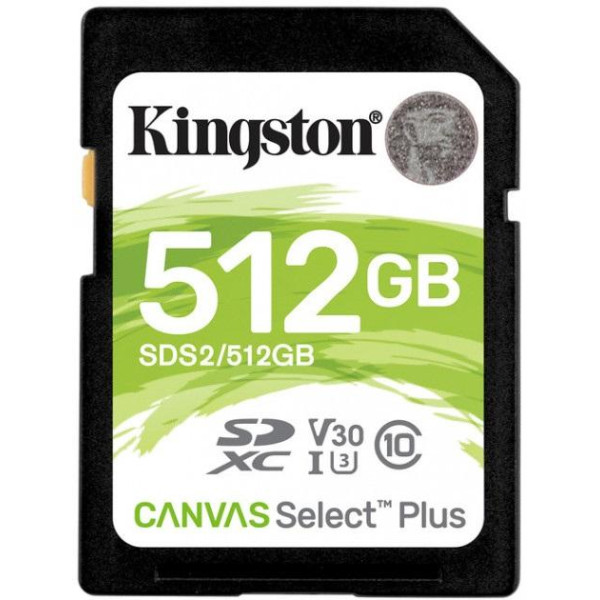 Карта памяти SDXC (UHS-1 U1) Kingston Canvas Select Plus 512Gb class 10 V10 (R-100MB/s)