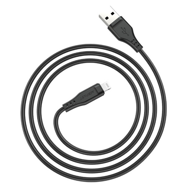 Кабель ACEFAST C3-01 USB до iP 2.4 A, 1.2 м, TPE, TPE конектори, чорний