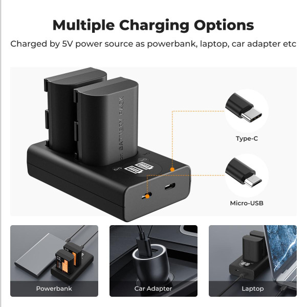 Набор K&F Concept LP-E6P (2 аккумулятора 2400mAh + двухканальное USB-зарядное устройство) — совместимо с Canon EOS R5 Mark II, R5, R6 Mark II, R6, R7 (KF28.0093)