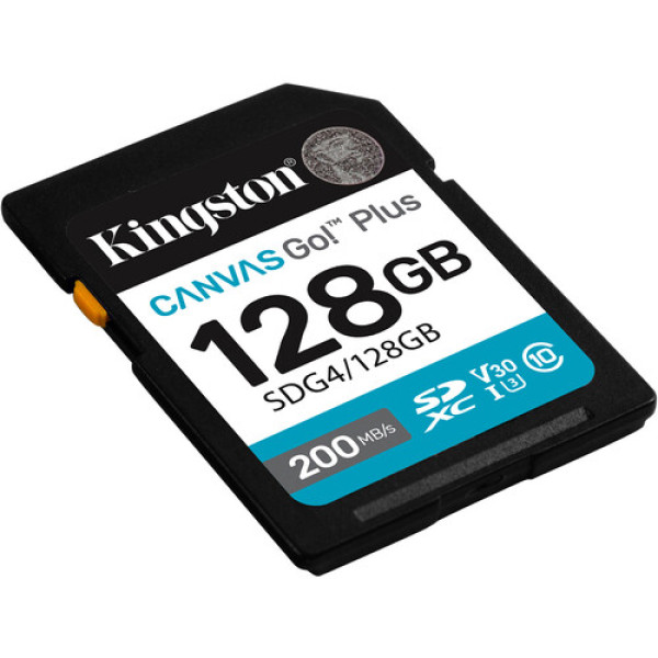 Карта памяти SDXC (UHS-1 U3) Kingston Canvas Go! Plus 128Gb class 10 A2 V30 (R200MB/s)