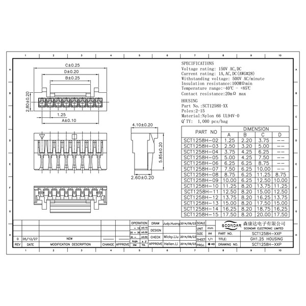 Кабель 15см с одним коннектором Micro JST GH 1.25мм F (4 pin)