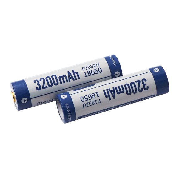 Акумулятор Li-Ion 18650 Keeppower 3200мАч 8А MicroUSB (с защитой) 2 шт