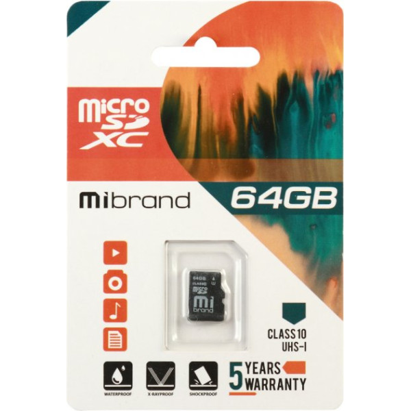 Карта пам'яті microSDXC (UHS-1) Mibrand 64 ГБ клас 10
