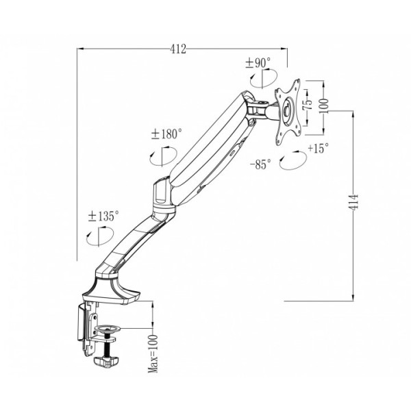 Настольный крепеж для монитора Loctek VNDLB502 Black