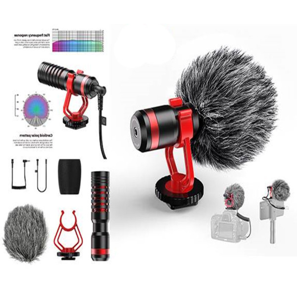 Микрофон-дробовик APEXEL для смартфонов и цифровых зеркальных фотоаппаратов - APL-MIC01 - черный