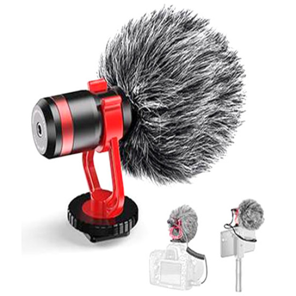 Микрофон-дробовик APEXEL для смартфонов и цифровых зеркальных фотоаппаратов - APL-MIC01 - черный