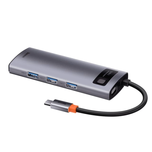 USB-хаб Baseus Metal Gleam Series 5-в-1 багатофункціональний （Type-C до HDMI*1+USB3.0*3+PD*1)