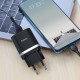 Сетевое зарядное устройство с кабелем HOCO C12Q Smart QC3.0 charger set(Type-C) 18W Black