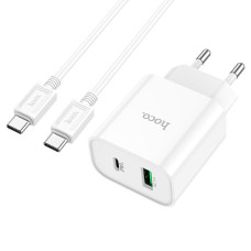 Сетевое зарядное устройство с кабелем HOCO C80A Plus Rapido PD20W+QC3.0 charger set(Type-C to Type-C) White