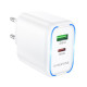 Сетевое зарядное устройство BOROFONE BA89A Destello PD30W+QC3.0 charger (EU) White