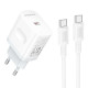 Сетевое зарядное устройство с кабелем BOROFONE BA99A Breeze single port PD20W charger set (C to C) White