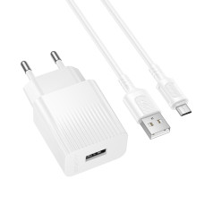 Мережевий зарядний пристрій з кабелем BOROFONE BAS71A Source single-port charger set(Micro) White