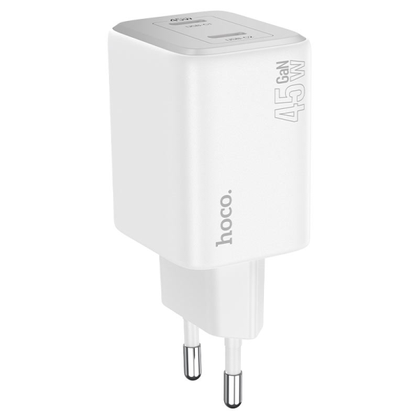 Сетевое зарядное устройство с кабелем HOCO N42 Elogiado dual-port PD45W(2C) charger set(C to iP) White