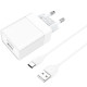 Сетевое зарядное устройство с кабелем BOROFONE BA47A Mighty speed single port QC3.0 3A + Type-C cable 18W White