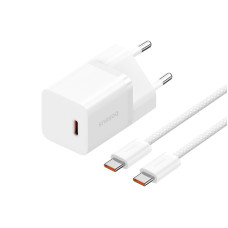 Сетевое зарядное устройство с кабелем Baseus GaN5 Fast Charger(mini) 1C 30W EU Moon White(With: Fast Charging Data Cable Type-C)