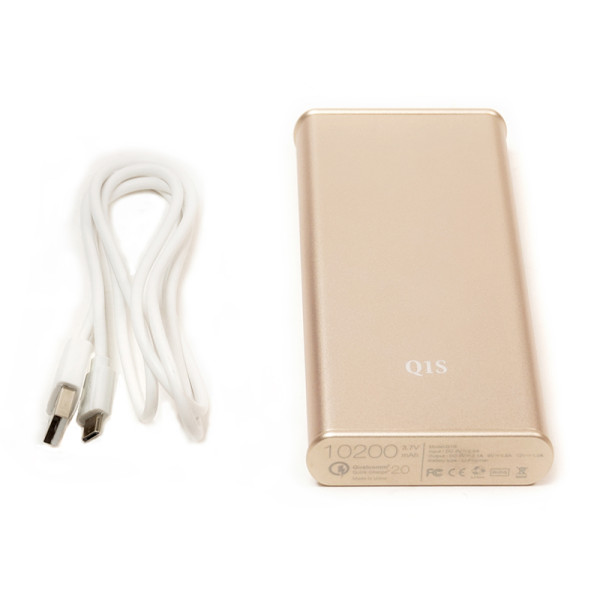 Універсальна мобільна батарея PowerPlant/Q1S/Quick-Charge 2.0/10200mAh золото