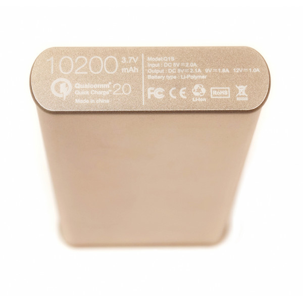 Універсальна мобільна батарея PowerPlant/Q1S/Quick-Charge 2.0/10200mAh золото