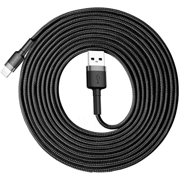 Кабель Baseus Cafule Cable USB для iPhone 2A 3 м сірий+чорний