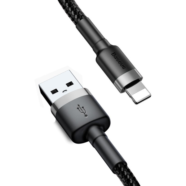 Кабель Baseus Cafule Cable USB для iPhone 2A 3 м сірий+чорний