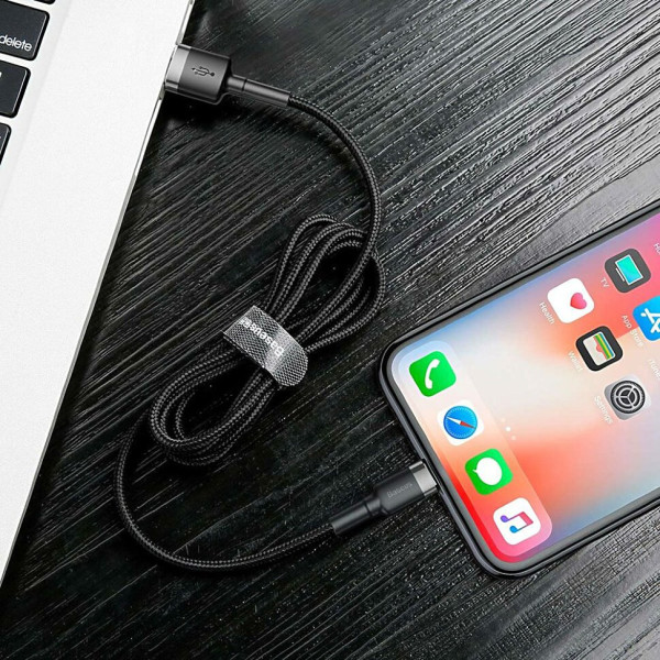 Кабель Baseus Cafule Cable USB для iPhone 2A 3 м сірий+чорний
