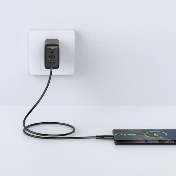 Кабель ACEFAST C3-03 Type-C до Type-C 3A, 60W, 1,2 м, TPE, TPE-конектори, чорний