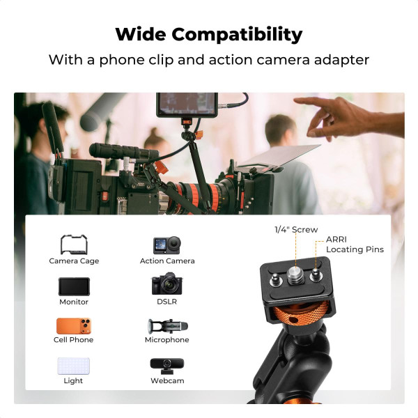 Настільний кронштейн K&F Concept Magic Arm 22″ із довгою регульованою секцією для камери, смартфона, мікрофона та LED-світла (KF31.201S1)