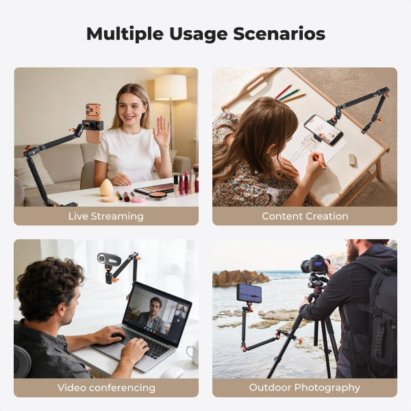Настільний кронштейн K&F Concept Magic Arm 22″ із довгою регульованою секцією для камери, смартфона, мікрофона та LED-світла (KF31.201S1)