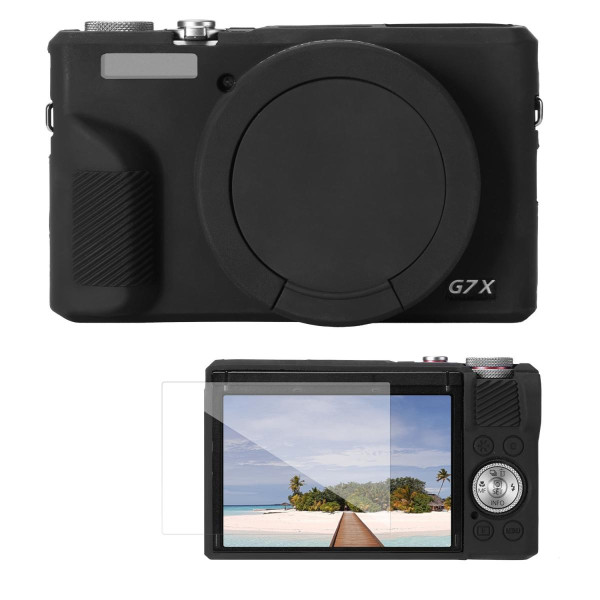 Силіконовий захисний чохол K&F Concept для Canon G7 X Mark III — із захисним склом для екрана, протиударний, чорний (KF31.228)