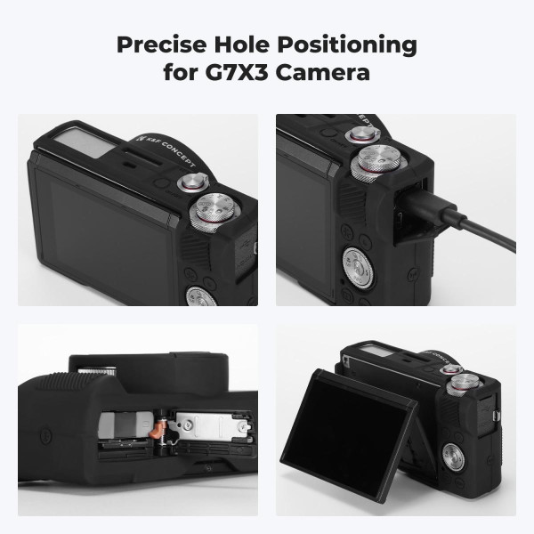 Силіконовий захисний чохол K&F Concept для Canon G7 X Mark III — із захисним склом для екрана, протиударний, чорний (KF31.228)