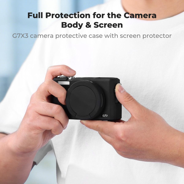 Силіконовий захисний чохол K&F Concept для Canon G7 X Mark III — із захисним склом для екрана, протиударний, чорний (KF31.228)