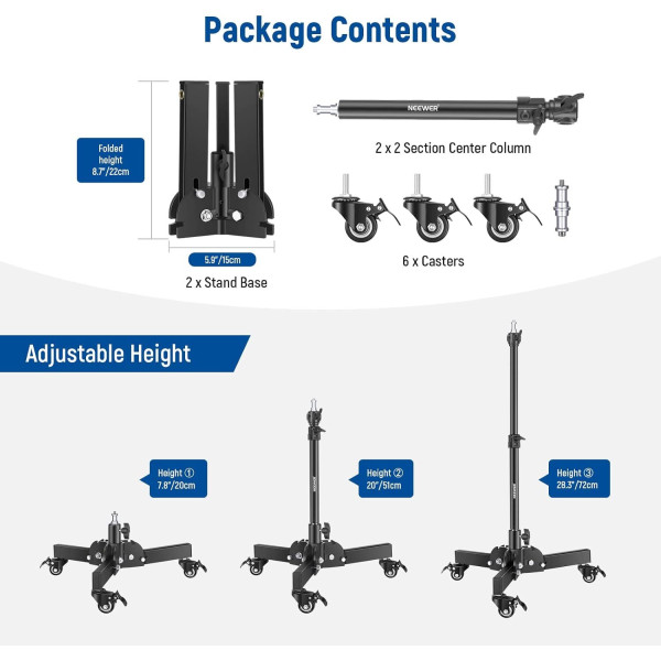Комплект из 2-х световых стоек Neewer ST72 72 см Dolly Heavy Duty (ST72)