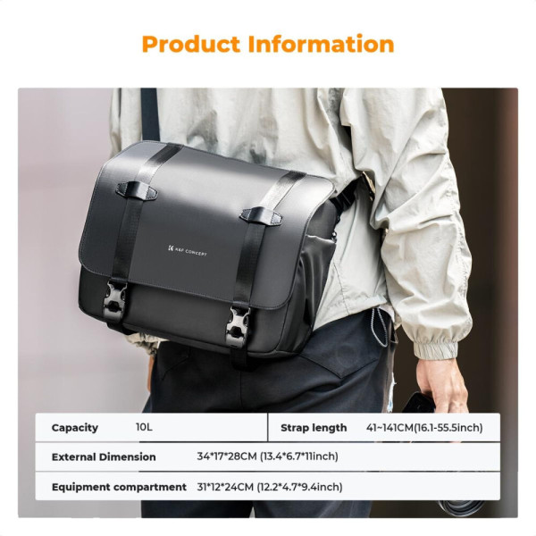Cумка на плечо для фотоаппарата K&F Concept Camera Sling Bag 10л Urban Wander 10 Black (KF13.163)