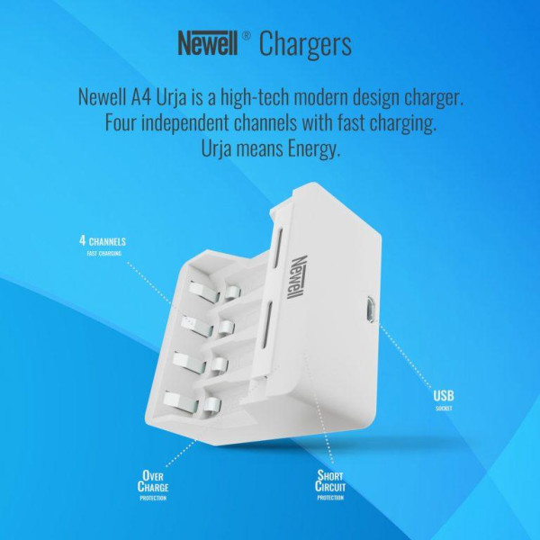 Зарядное устройство Newell Smart A4 Urja для NiMH аккумуляторов AA // AAA (A4 Urja BST-C9003)