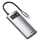 USB-хаб Baseus Metal Gleam Series 4-в-1 багатофункціональний хаб Type-C — док-станція сірого кольору（Type-C до HDMI*1+USB3.0*1+USB2.0*1+PD*1）
