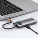 USB-хаб Baseus Metal Gleam Series 4-в-1 багатофункціональний хаб Type-C — док-станція сірого кольору（Type-C до HDMI*1+USB3.0*1+USB2.0*1+PD*1）