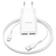 Сетевое зарядное устройство с кабелем HOCO C88A Star round dual port charger set (Type-C) 12W White