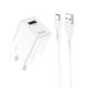 Сетевое зарядное устройство с кабелем HOCO C98A Proton single port QC3.0 charger set(Type-C) White