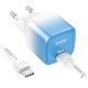 Сетевое зарядное устройство с кабелем HOCO C101A single port PD20W charger set (Type-C to Type-C) Ice Blue
