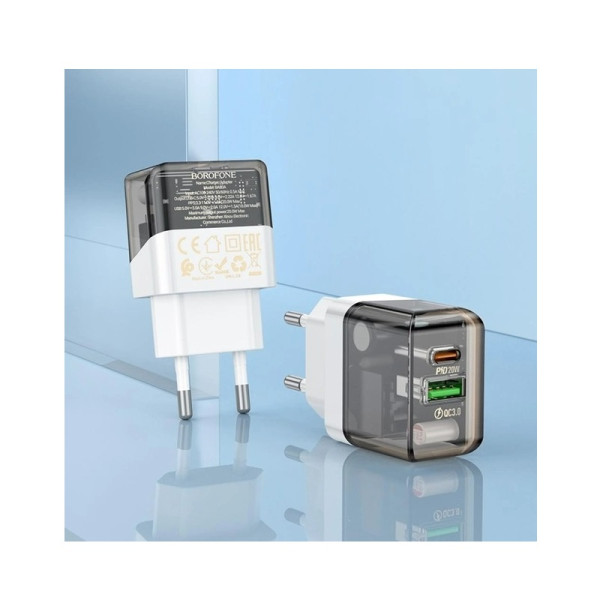Сетевое зарядное устройство BOROFONE BA80A Scenery PD20W+QC3.0 charger (EU) Transparent Black