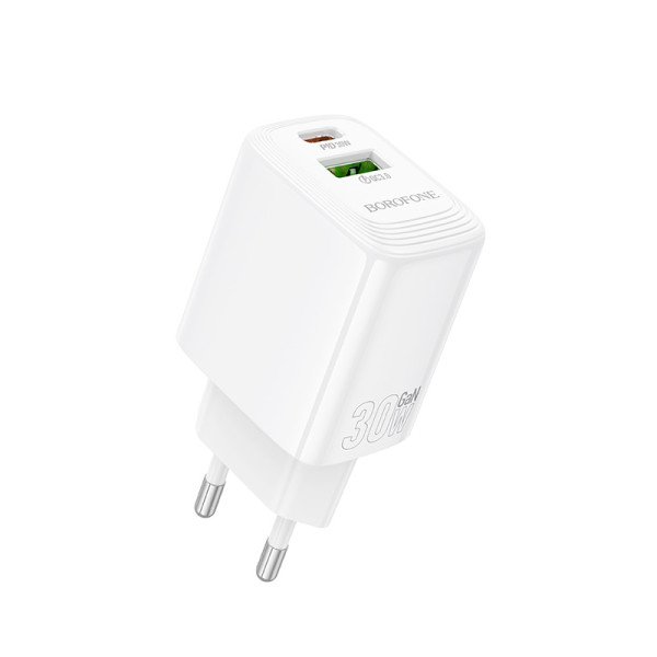 Сетевое зарядное устройство BOROFONE BN29 Fuente PD30W+QC3.0 charger (EU) White