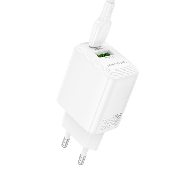 Сетевое зарядное устройство BOROFONE BN29 Fuente PD30W+QC3.0 charger (EU) White