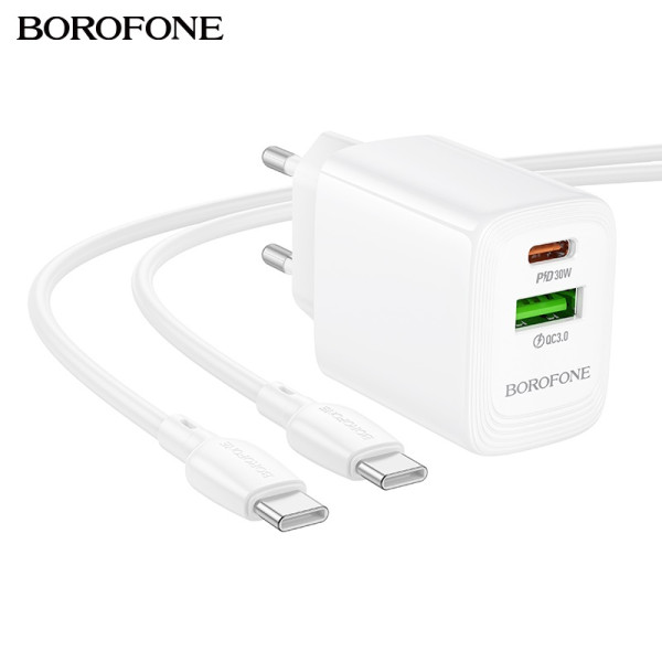 Сетевое зарядное устройство BOROFONE BN29 Fuente PD30W+QC3.0 charger (EU) White