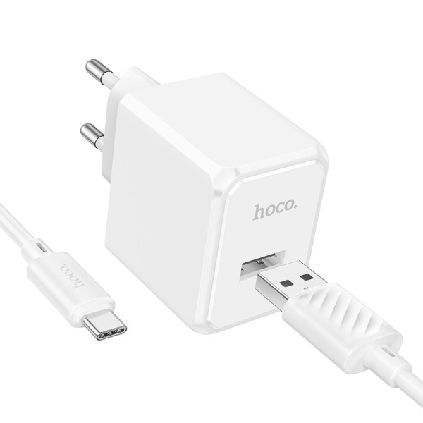 Сетевое зарядное устройство с кабелем HOCO CS11A Ocean single port charger set(Type-C) White
