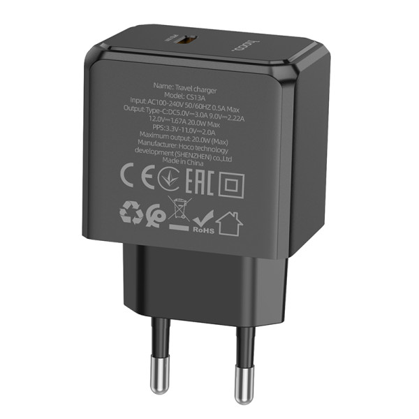 Сетевое зарядное устройство HOCO CS13A Ocean single port PD20W charger Black